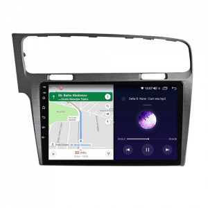 Navigatie dedicata cu Android VW Golf VII 2012 - 2019, argintiu, 4GB RAM, Radio GPS Dual Zone, Display HD IPS 10" Touchscreen, Internet Wi-Fi si slot SIM 4G, Bluetooth, MirrorLink, USB, Waze