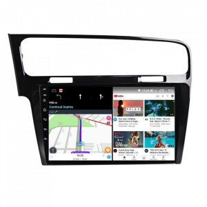 Navigatie dedicata cu Android VW Golf VII 2012 - 2019, negru, 8GB RAM, Radio GPS Dual Zone, Display HD IPS 10" Touchscreen, Internet Wi-Fi si slot SIM 4G, Bluetooth, MirrorLink, USB, Waze