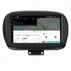 Navigatie dedicata cu Android Fiat 500X dupa 2014, 6GB RAM, Radio GPS Dual Zone, Display HD IPS 9" Touchscreen, Internet Wi-Fi si slot SIM 4G, Bluetooth, MirrorLink, USB, Waze