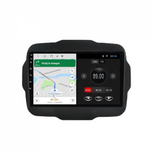 Navigatie dedicata cu Android Jeep Renegade dupa 2014, 2GB RAM, Radio GPS Dual Zone, Display HD 9" Touchscreen, Internet Wi-Fi, Bluetooth, MirrorLink, USB, Waze