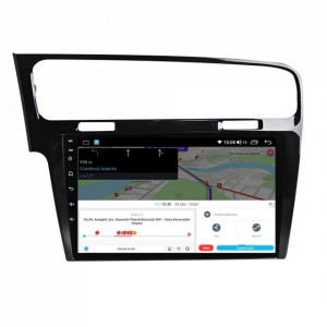 Navigatie dedicata cu Android VW Golf VII 2012 - 2019, negru, 8GB RAM, Radio GPS Dual Zone, Display HD IPS 10" Touchscreen, Internet Wi-Fi si slot SIM 4G, Bluetooth, MirrorLink, USB, Waze