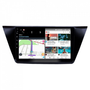 Navigatie dedicata cu Android VW Touran III dupa 2015, 4GB RAM, Radio GPS Dual Zone, Display HD IPS 10" Touchscreen, Internet Wi-Fi si slot SIM 4G, Bluetooth, MirrorLink, USB, Waze