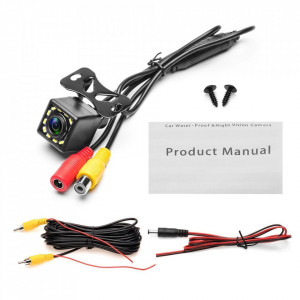 Camera marsarier auto cu 12 LED-uri, Night Vision, rezistenta la apa si praf, cablu video 6m, unghi 170 grade