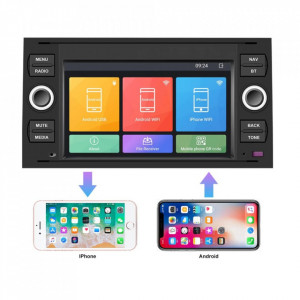 Navigatie dedicata cu Android Ford Fiesta V 2005 - 2008, negru, 1GB RAM, Radio GPS Dual Zone, Display HD 7" Touchscreen, Internet Wi-Fi, Bluetooth, MirrorLink, USB, Waze