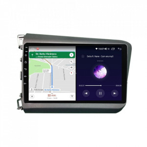 Navigatie dedicata cu Android Honda Civic IX Sedan 2011 - 2015, 4GB RAM, Radio GPS Dual Zone, Display HD IPS 9" Touchscreen, Internet Wi-Fi si slot SIM 4G, Bluetooth, MirrorLink, USB, Waze