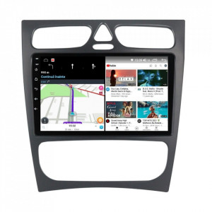 Navigatie dedicata cu Android Mercedes C-Class W203 2000 - 2004, 4GB RAM, Radio GPS Dual Zone, Display HD IPS 9" Touchscreen, Internet Wi-Fi si slot SIM 4G, Bluetooth, MirrorLink, USB, Waze