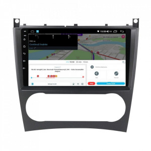 Navigatie dedicata cu Android Mercedes CLK C209 2005 - 2010, 8GB RAM, Radio GPS Dual Zone, Display HD IPS 9" Touchscreen, Internet Wi-Fi si slot SIM 4G, Bluetooth, MirrorLink, USB, Waze
