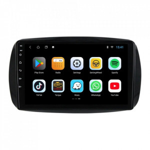 Navigatie dedicata cu Android Smart Fortwo dupa 2014, 1GB RAM, Radio GPS Dual Zone, Display HD 9" Touchscreen, Internet Wi-Fi, Bluetooth, MirrorLink, USB, Waze