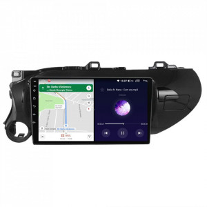 Navigatie dedicata cu Android Toyota Hilux VIII dupa 2015, 4GB RAM, Radio GPS Dual Zone, Display HD IPS 10" Touchscreen, Internet Wi-Fi si slot SIM 4G, Bluetooth, MirrorLink, USB, Waze