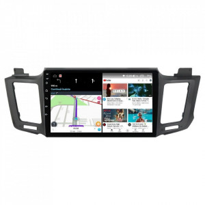 Navigatie dedicata cu Android Toyota Rav4 IV 2013 - 2018, 4GB RAM, Radio GPS Dual Zone, Display HD IPS 10" Touchscreen, Internet Wi-Fi si slot SIM 4G, Bluetooth, MirrorLink, USB, Waze