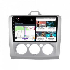 Navigatie dedicata cu Android Ford Focus II 2004 - 2011, clima manuala, 4GB RAM, Radio GPS Dual Zone, Display HD IPS 9" Touchscreen, Internet Wi-Fi si slot SIM 4G, Bluetooth, MirrorLink, USB, Waze