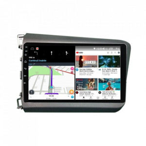 Navigatie dedicata cu Android Honda Civic IX Sedan 2011 - 2015, 4GB RAM, Radio GPS Dual Zone, Display HD IPS 9" Touchscreen, Internet Wi-Fi si slot SIM 4G, Bluetooth, MirrorLink, USB, Waze