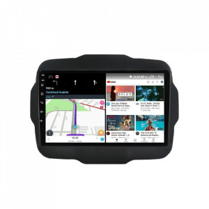 Navigatie dedicata cu Android Jeep Renegade dupa 2014, 4GB RAM, Radio GPS Dual Zone, Display HD IPS 9" Touchscreen, Internet Wi-Fi si slot SIM 4G, Bluetooth, MirrorLink, USB, Waze