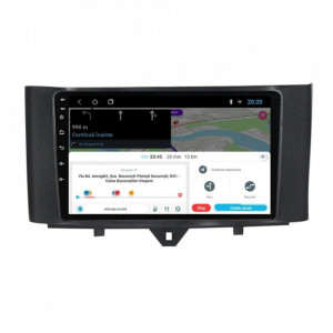 Navigatie dedicata cu Android Smart Fortwo 2011 - 2014, 2GB RAM, Radio GPS Dual Zone, Display HD 9" Touchscreen, Internet Wi-Fi, Bluetooth, MirrorLink, USB, Waze