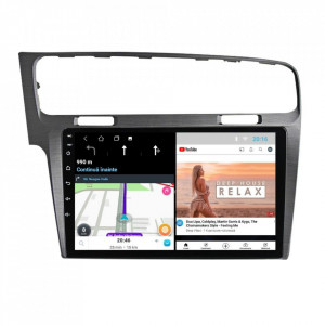Navigatie dedicata cu Android VW Golf VII 2012 - 2019, argintiu, 2GB RAM, Radio GPS Dual Zone, Display HD 10" Touchscreen, Internet Wi-Fi, Bluetooth, MirrorLink, USB, Waze