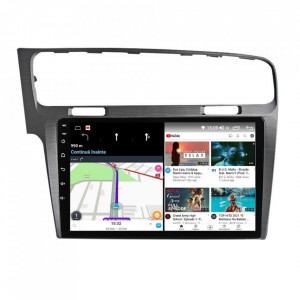 Navigatie dedicata cu Android VW Golf VII 2012 - 2019, argintiu, 8GB RAM, Radio GPS Dual Zone, Display HD IPS 10" Touchscreen, Internet Wi-Fi si slot SIM 4G, Bluetooth, MirrorLink, USB, Waze