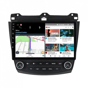 Navigatie dedicata cu Android Honda Accord VII 2003 - 2008, 8GB RAM, Radio GPS Dual Zone, Display HD IPS 10" Touchscreen, Internet Wi-Fi si slot SIM 4G, Bluetooth, MirrorLink, USB, Waze