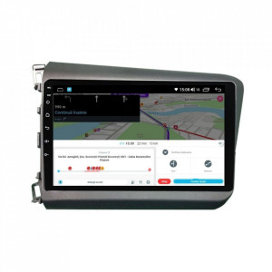 Navigatie dedicata cu Android Honda Civic IX Sedan 2011 - 2015, 4GB RAM, Radio GPS Dual Zone, Display HD IPS 9" Touchscreen, Internet Wi-Fi si slot SIM 4G, Bluetooth, MirrorLink, USB, Waze