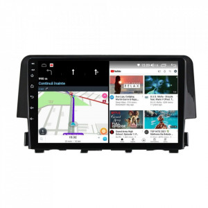 Navigatie dedicata cu Android Honda Civic X 2015 - 2021, 6GB RAM, Radio GPS Dual Zone, Display HD IPS 9" Touchscreen, Internet Wi-Fi si slot SIM 4G, Bluetooth, MirrorLink, USB, Waze