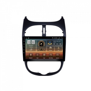 Navigatie dedicata cu Android Peugeot 206 1998 - 2012, 6GB RAM, Radio GPS Dual Zone, Display HD IPS 9" Touchscreen, Internet Wi-Fi si slot SIM 4G, Bluetooth, MirrorLink, USB, Waze