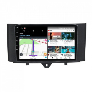 Navigatie dedicata cu Android Smart Fortwo 2011 - 2014, 6GB RAM, Radio GPS Dual Zone, Display HD IPS 9" Touchscreen, Internet Wi-Fi si slot SIM 4G, Bluetooth, MirrorLink, USB, Waze