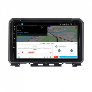 Navigatie dedicata cu Android Suzuki Jimny dupa 2018, 4GB RAM, Radio GPS Dual Zone, Display HD IPS 9" Touchscreen, Internet Wi-Fi si slot SIM 4G, Bluetooth, MirrorLink, USB, Waze