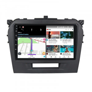 Navigatie dedicata cu Android Suzuki Vitara dupa 2015, 8GB RAM, Radio GPS Dual Zone, Display HD IPS 9" Touchscreen, Internet Wi-Fi si slot SIM 4G, Bluetooth, MirrorLink, USB, Waze