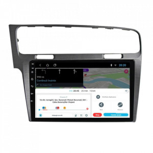 Navigatie dedicata cu Android VW Golf VII 2012 - 2019, argintiu, 2GB RAM, Radio GPS Dual Zone, Display HD 10" Touchscreen, Internet Wi-Fi, Bluetooth, MirrorLink, USB, Waze
