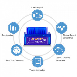Adaptor Bluetooth OBDII ELM327 pentru diagnoza auto multimarca, compatibil Android si iOS