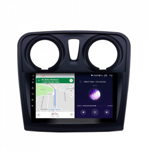 Navigatie dedicata cu Android Dacia Logan II 2012 - 2020, 4GB RAM, Radio GPS Dual Zone, Display HD IPS 9" Touchscreen, Internet Wi-Fi si slot SIM 4G, Bluetooth, MirrorLink, USB, Waze