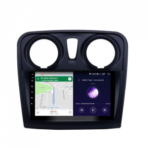 Navigatie dedicata cu Android Dacia Sandero II 2012 - 2020, 8GB RAM, Radio GPS Dual Zone, Display HD IPS 9" Touchscreen, Internet Wi-Fi si slot SIM 4G, Bluetooth, MirrorLink, USB, Waze