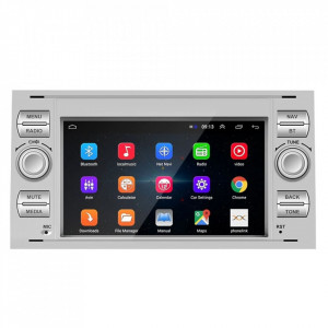 Navigatie dedicata cu Android Ford C-Max 2003 - 2010, gri, 1GB RAM, Radio GPS Dual Zone, Display HD 7" Touchscreen, Internet Wi-Fi, Bluetooth, MirrorLink, USB, Waze