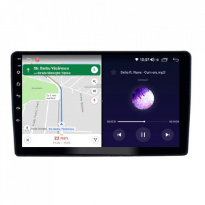 Navigatie dedicata cu Android Peugeot 307 2000 - 2013, negru, 6GB RAM, Radio GPS Dual Zone, Display HD IPS 9" Touchscreen, Internet Wi-Fi si slot SIM 4G, Bluetooth, MirrorLink, USB, Waze