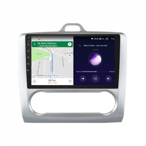 Navigatie dedicata cu Android Ford Focus II 2004 - 2011, clima automata, 8GB RAM, Radio GPS Dual Zone, Display HD IPS 9" Touchscreen, Internet Wi-Fi si slot SIM 4G, Bluetooth, MirrorLink, USB, Waze
