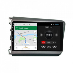 Navigatie dedicata cu Android Honda Civic IX Sedan 2011 - 2015, 1GB RAM, Radio GPS Dual Zone, Display HD 9" Touchscreen, Internet Wi-Fi, Bluetooth, MirrorLink, USB, Waze