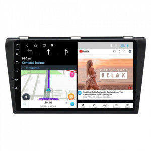 Navigatie dedicata cu Android Mazda 3 2003 - 2009, 2GB RAM, Radio GPS Dual Zone, Display HD 9" Touchscreen, Internet Wi-Fi, Bluetooth, MirrorLink, USB, Waze