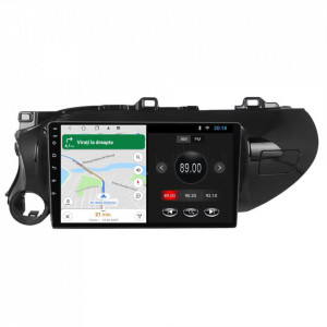 Navigatie dedicata cu Android Toyota Hilux VIII dupa 2015, 1GB RAM, Radio GPS Dual Zone, Display HD 10" Touchscreen, Internet Wi-Fi, Bluetooth, MirrorLink, USB, Waze