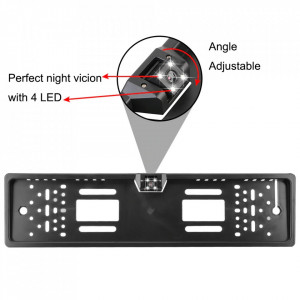 Camera marsarier auto cu 4 LED-uri si suport numar de inmatriculare, Night Vision, rezistenta la apa si praf, cablu video 6m, unghi 170 grade