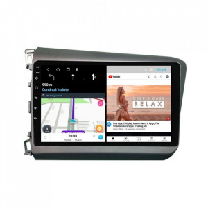 Navigatie dedicata cu Android Honda Civic IX Sedan 2011 - 2015, 1GB RAM, Radio GPS Dual Zone, Display HD 9" Touchscreen, Internet Wi-Fi, Bluetooth, MirrorLink, USB, Waze