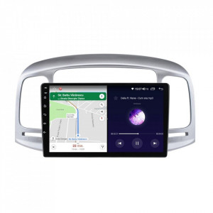 Navigatie dedicata cu Android Hyundai Accent III 2005 - 2010, 8GB RAM, Radio GPS Dual Zone, Display HD IPS 9" Touchscreen, Internet Wi-Fi si slot SIM 4G, Bluetooth, MirrorLink, USB, Waze