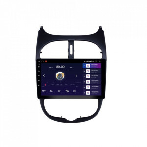 Navigatie dedicata cu Android Peugeot 206 1998 - 2012, 4GB RAM, Radio GPS Dual Zone, Display HD IPS 9" Touchscreen, Internet Wi-Fi si slot SIM 4G, Bluetooth, MirrorLink, USB, Waze