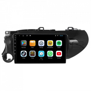 Navigatie dedicata cu Android Toyota Hilux VIII dupa 2015, 1GB RAM, Radio GPS Dual Zone, Display HD 10" Touchscreen, Internet Wi-Fi, Bluetooth, MirrorLink, USB, Waze