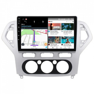 Navigatie dedicata cu Android Ford Mondeo IV 2007 - 2011, clima manuala, 4GB RAM, Radio GPS Dual Zone, Display HD IPS 10" Touchscreen, Internet Wi-Fi si slot SIM 4G, Bluetooth, MirrorLink, USB, Waze