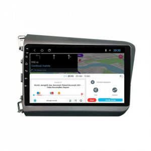 Navigatie dedicata cu Android Honda Civic IX Sedan 2011 - 2015, 1GB RAM, Radio GPS Dual Zone, Display HD 9" Touchscreen, Internet Wi-Fi, Bluetooth, MirrorLink, USB, Waze