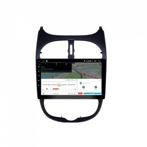 Navigatie dedicata cu Android Peugeot 206 1998 - 2012, 4GB RAM, Radio GPS Dual Zone, Display HD IPS 9" Touchscreen, Internet Wi-Fi si slot SIM 4G, Bluetooth, MirrorLink, USB, Waze