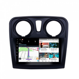 Navigatie dedicata cu Android Dacia Sandero II 2012 - 2020, 4GB RAM, Radio GPS Dual Zone, Display HD IPS 9" Touchscreen, Internet Wi-Fi si slot SIM 4G, Bluetooth, MirrorLink, USB, Waze