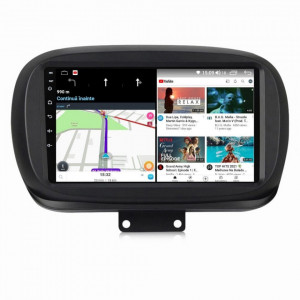 Navigatie dedicata cu Android Fiat 500X dupa 2014, 4GB RAM, Radio GPS Dual Zone, Display HD IPS 9" Touchscreen, Internet Wi-Fi si slot SIM 4G, Bluetooth, MirrorLink, USB, Waze