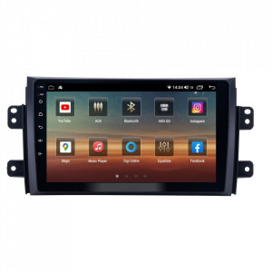 Navigatie dedicata cu Android Fiat Sedici 2006 - 2015, 4GB RAM, Radio GPS Dual Zone, Display HD IPS 9" Touchscreen, Internet Wi-Fi si slot SIM 4G, Bluetooth, MirrorLink, USB, Waze