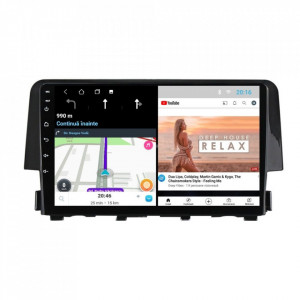 Navigatie dedicata cu Android Honda Civic X 2015 - 2021, 2GB RAM, Radio GPS Dual Zone, Display HD 9" Touchscreen, Internet Wi-Fi, Bluetooth, MirrorLink, USB, Waze