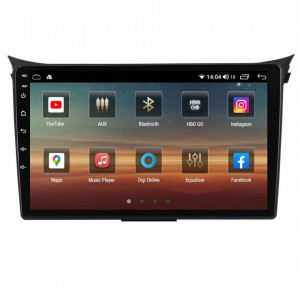 Navigatie dedicata cu Android Hyundai i30 2011 - 2017, 6GB RAM, Radio GPS Dual Zone, Display HD IPS 9" Touchscreen, Internet Wi-Fi si slot SIM 4G, Bluetooth, MirrorLink, USB, Waze